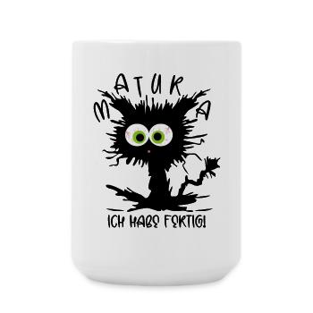 Matura 2026 - Ich habe fertig - Gestresste Katze - Große Tasse 440 ml - Weiß - Vorne