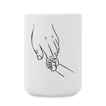 Vater und Sohn halten sich an den Händen - Große Tasse 440 ml - Weiß - Vorne