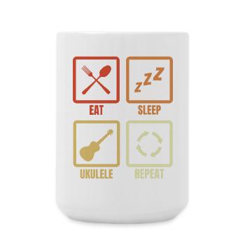 Eat Sleep Ukulele Repeat - Large Mug 440 ml - white - Front