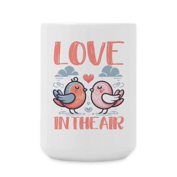 ROMANTIC CUTE BIRDS: LOVE IN THE AIR - Large Mug 440 ml - white - Front