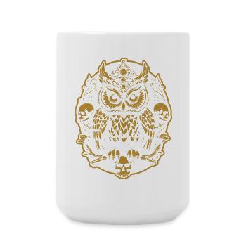 Mystische Eule sitzt auf einem Skull - Große Tasse 440 ml - Weiß - Vorne