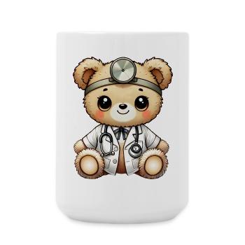 mignon jouet câlin teddy doctor avec manteau de médecin - Grande tasse 440 ml - blanc - Devant