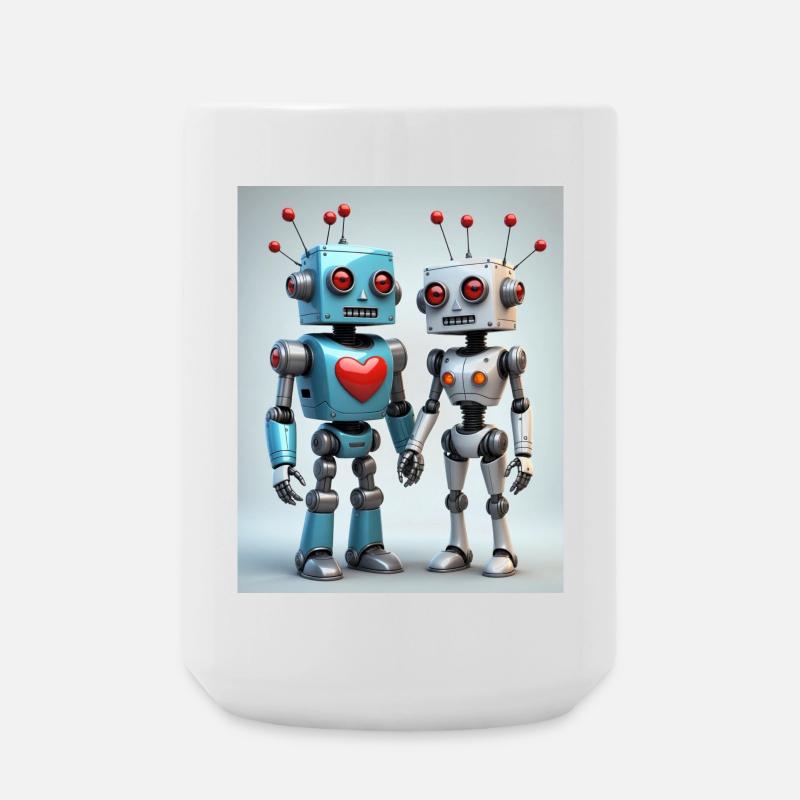 Couple de robots - Grande tasse 440 ml - blanc