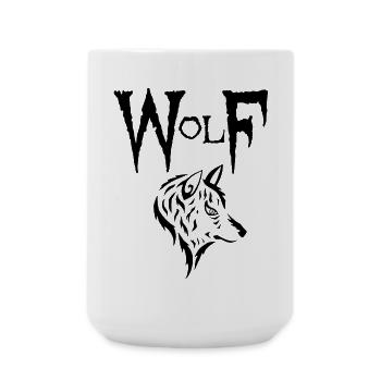 Schwarzer Wolf - Große Tasse 440 ml - Weiß - Vorne