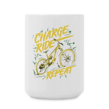Charge Ride Repeat Cycle Design - Große Tasse 440 ml - Weiß - Vorne
