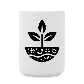 Minimalistisches Design - Pflanzen Grow - Große Tasse 440 ml - Weiß - Vorne