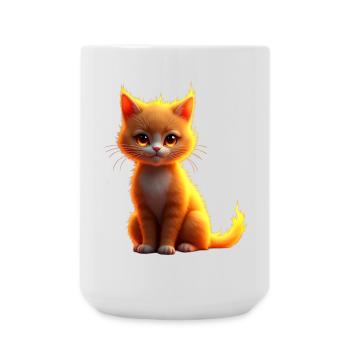 Flammenkatze Fantasie - Große Tasse 440 ml - Weiß - Vorne