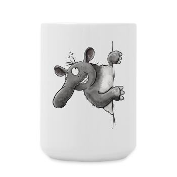Drolliges Tapir I Cartoon Tiermotiv - Große Tasse 440 ml - Weiß - Vorne
