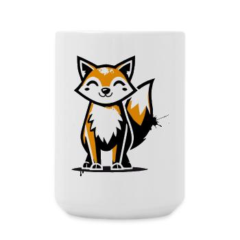 Moderner Fuchs im Stencil Graffiti-Design - Große Tasse 440 ml - Weiß - Vorne