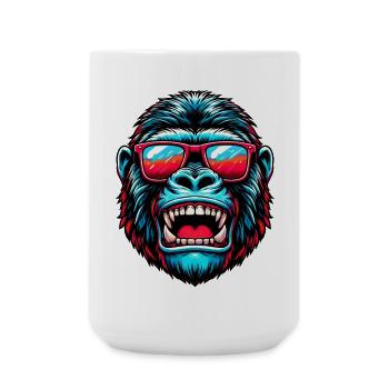 Gorillas with sunglasses - Large Mug 440 ml - white - Front