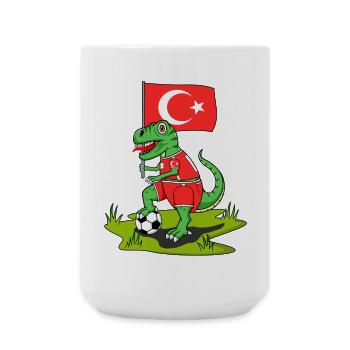 Drapeau de Turquie Dinosaure Rex Football - Grande tasse 440 ml - blanc - Devant
