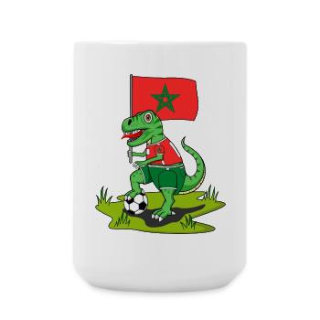 Marokko Flagge Dinosaurier Rex Fußball  - Große Tasse 440 ml - Weiß - Vorne