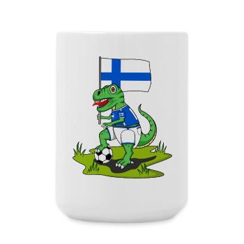 Finland Flag Dinosaur Rex Football - Large Mug 440 ml - white - Front