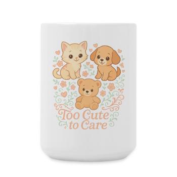 Too Cute to Care – Katze, Hund & Bär - Große Tasse 440 ml - Weiß - Vorne