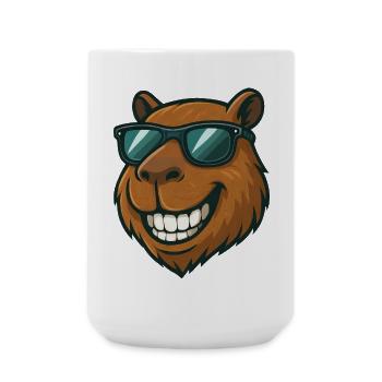 Cool Capybara avec lunettes de soleil Cartoon Joy - Grande tasse 440 ml - blanc - Devant