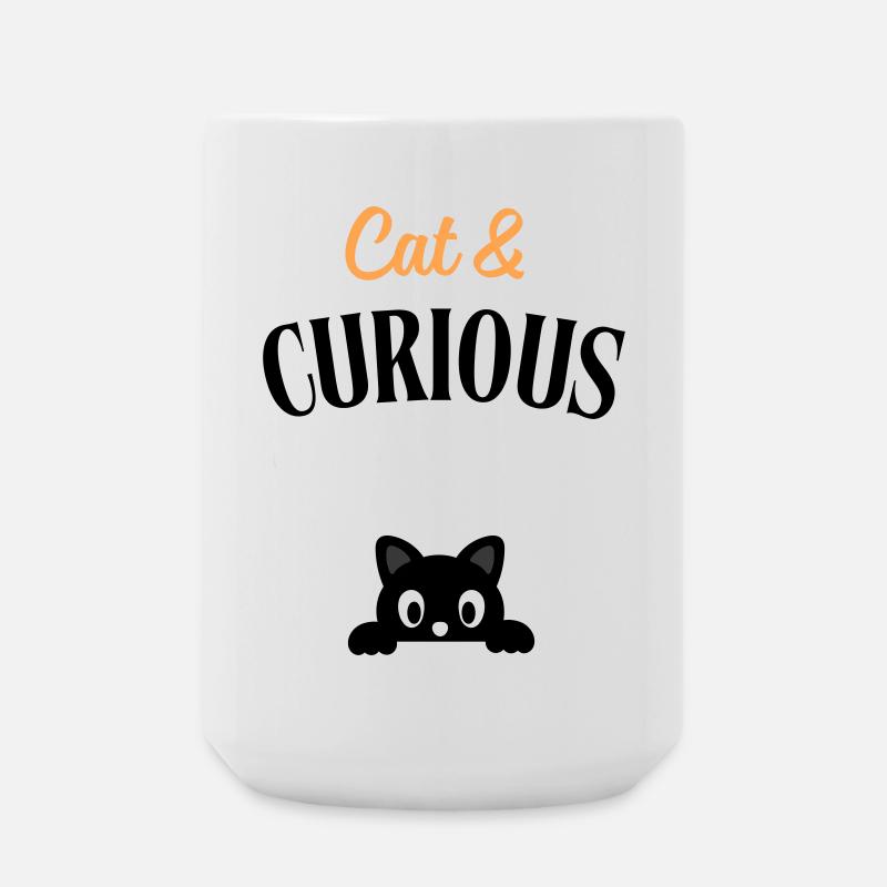 Cat and curious - Large Mug 440 ml - white