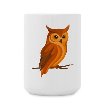 Eule in Orangetönen – Ausdrucksstarker Waldvogel - Große Tasse 440 ml - Weiß - Vorne
