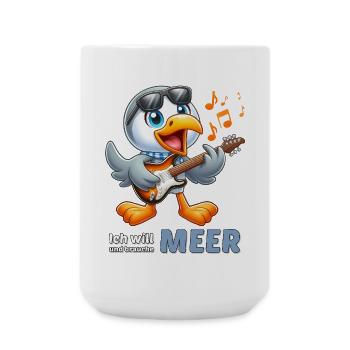 Cheerful seabird with guitar - Large Mug 440 ml - white - Front