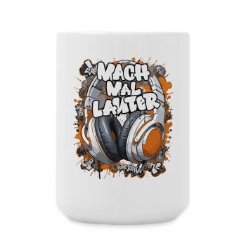 Graffiti-Headphones mit Slogan - Große Tasse 440 ml - Weiß - Vorne