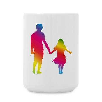 Vater und Tochter Hand in Hand - Große Tasse 440 ml - Weiß - Vorne