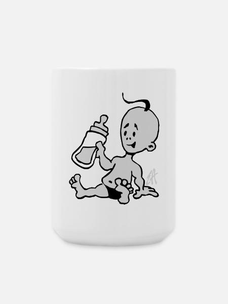 Baby with a milk bottle - Large Mug 440 ml - white