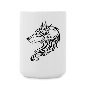 Loup_tribal-noir 1 - Grande tasse 440 ml - blanc - Devant