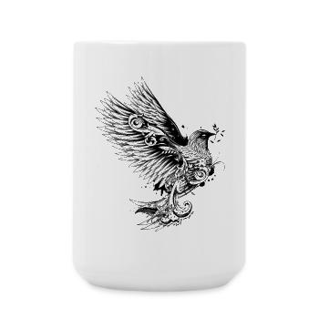 dove with branch in its beak - Large Mug 440 ml - white - Front
