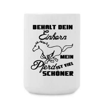 Pferd vs Einhorn Geschenk Tier lustig Spruch - Große Tasse 440 ml - Weiß - Vorne