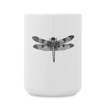 Dragonfly dragonfly drawing insect outline retro - Large Mug 440 ml - white - Front