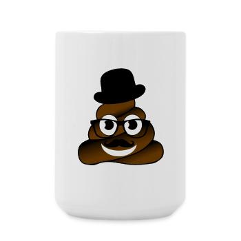 poop hat glasses beard nerd geek humor joke fun shit - Large Mug 440 ml - white - Front