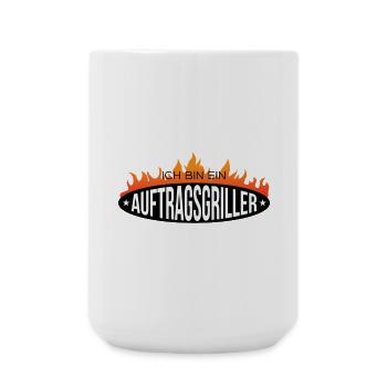 Grill grillen Steak Wurst Bier Sommer Garten - Große Tasse 440 ml - Weiß - Vorne