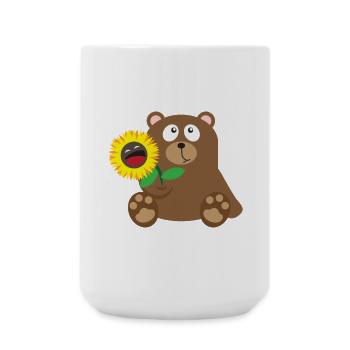 33 bear sunflower - Large Mug 440 ml - white - Front