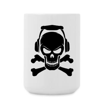 Crâne crâne aime idée cadeau musique - Grande tasse 440 ml - blanc - Devant