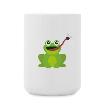 funny animal motif kids shirt frog catches fly - Large Mug 440 ml - white - Front