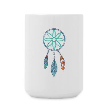 Boho Traumfänger Azurblüten schmuck - Große Tasse 440 ml - Weiß - Vorne