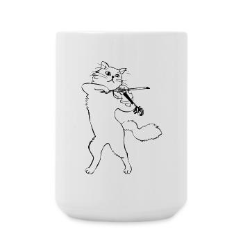 Katze mit Violine - Große Tasse 440 ml - Weiß - Vorne