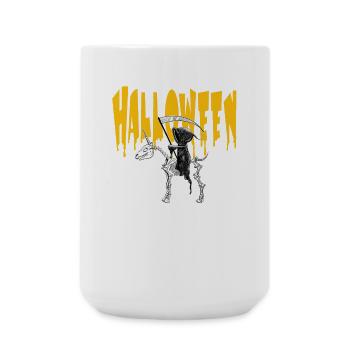 Halloween Sensenmann Auf Einhorn - Große Tasse 440 ml - Weiß - Vorne