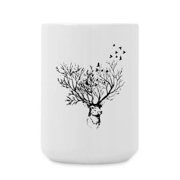 Artful deer head with birds - Large Mug 440 ml - white - Front