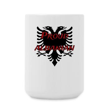 Albanien Flagge "Proud Albanian" - Große Tasse 440 ml - Weiß - Vorne