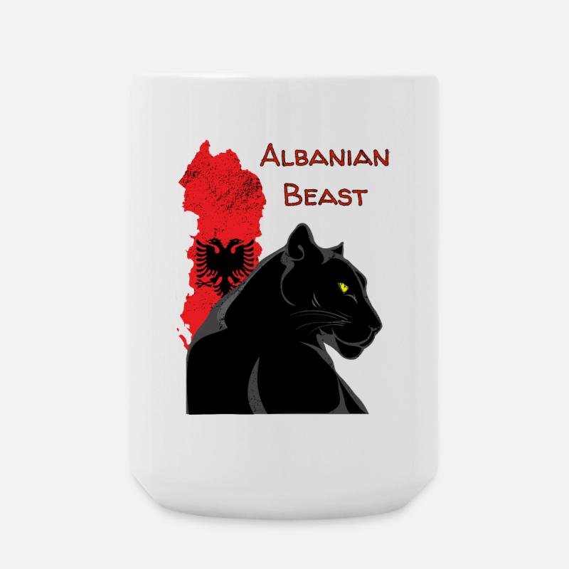 Albaniens Beast: Schwarzer Panther - Large Mug 440 ml - white