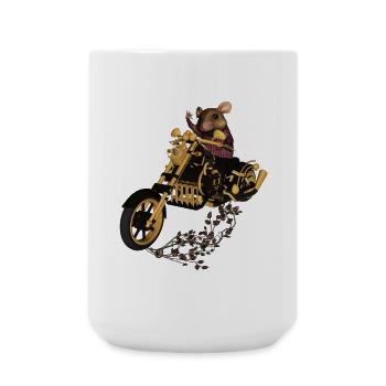 Muster, lustige Maus auf einem Motorrad - Große Tasse 440 ml - Weiß - Vorne