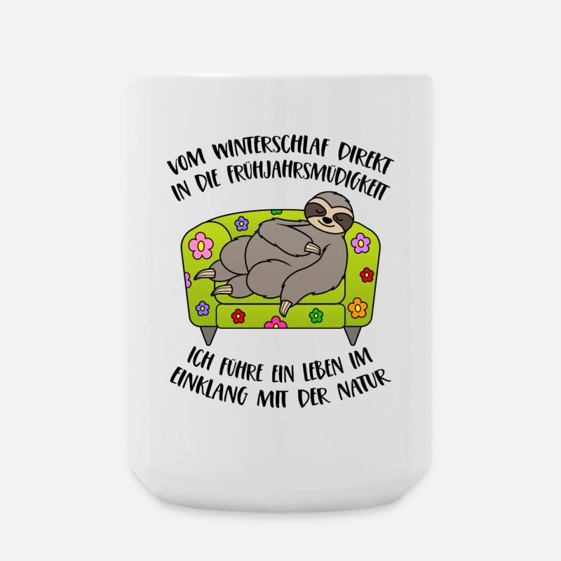 Faultier Frühling Frühjahrsmüdigkeit Winterschlaf - Große Tasse 440 ml - Weiß