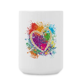 Buntes Herzkunst Design Graffiti  Look - Große Tasse 440 ml - Weiß - Vorne