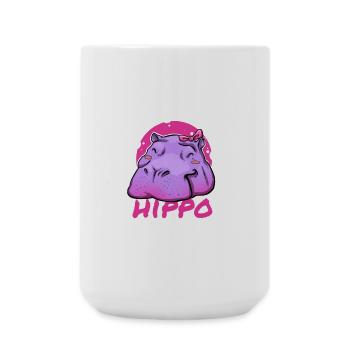 Cute Hippo with Pink Bow - Large Mug 440 ml - white - Front