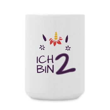ich bin 2 - Einhorn - Geburtstag - Mädchen - Große Tasse 440 ml - Weiß - Vorne