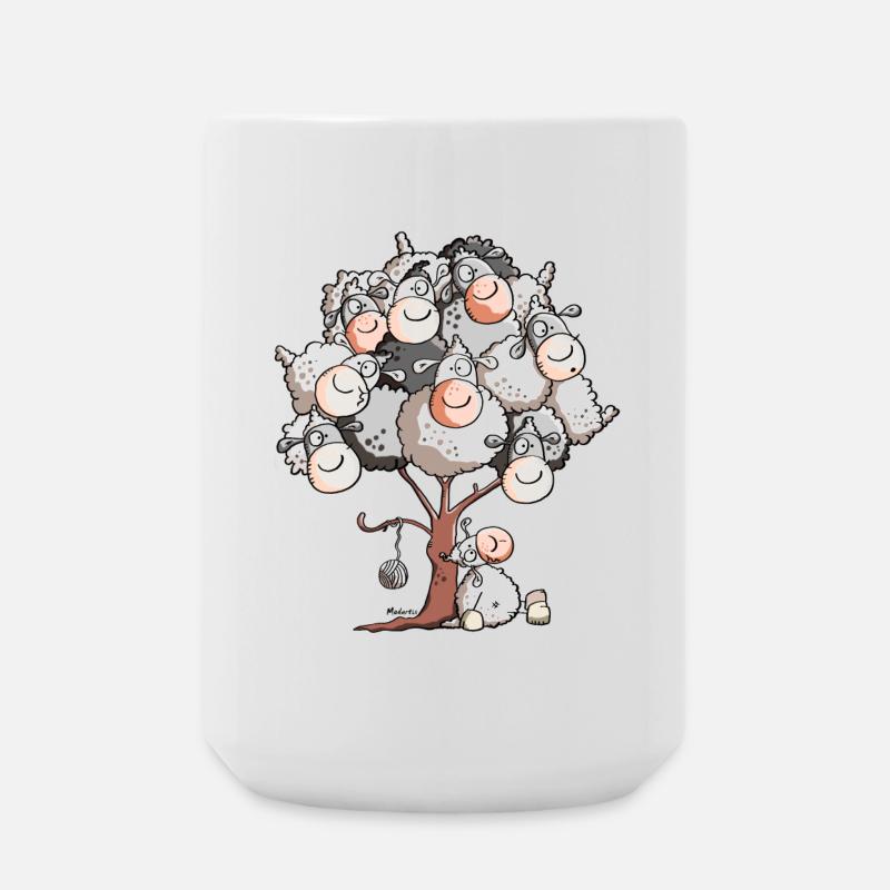 Wolliges Schafbäumchen - Große Tasse 440 ml - Weiß
