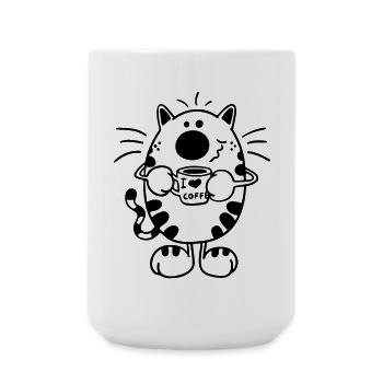 Cat with Coffee - Large Mug 440 ml - white - Front