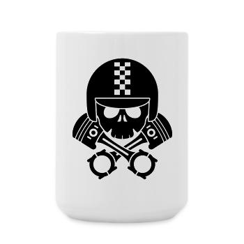 schädel helm kolben - Große Tasse 440 ml - Weiß - Vorne