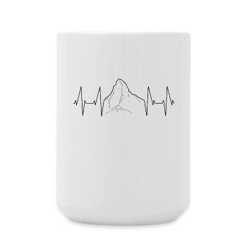 BERG Design with ECG Line - T-Shirt for Adventurers - Large Mug 440 ml - white - Front