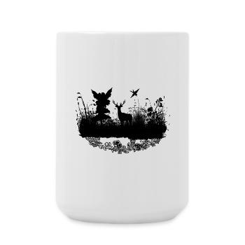 Little fairy with deer at night - Large Mug 440 ml - white - Front